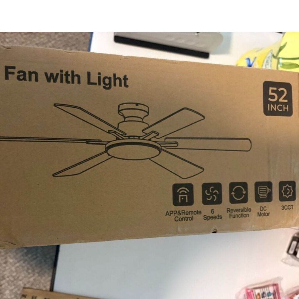 52" ceiling fan with light Model CL112-1 Black